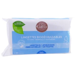 Babypflege | GIFRER Biologisch abbaubare Tücher mit Auvergne Thermalwasserbeutel mit 60 Tüchern