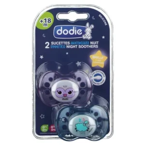 Zubehör | Dodie Duo Schnuller ohne Ring Silikon +18 Monate Special Night Sheep Eule Set mit 2 Stück
