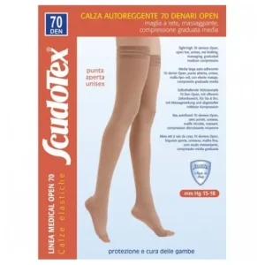 Strumpfhose Kurz | Scudotex 70 Media Larga Open Toe 4 Negro 1 Par