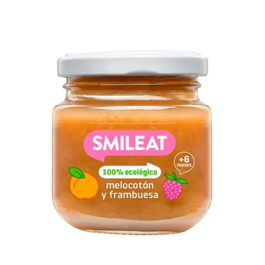 Ökologische Ernährung | Smileat Himbeere und Pfirsich Glas 130g