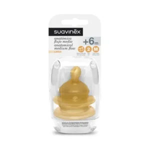 Babynahrung | Suavinex ™ Anatomische Latexsauger Weitmundöffnung M +6M 2 Stück